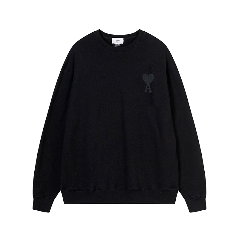 Ami Áo Sweater Unisex Cổ Tròn Thêu Biểu Tượng Trái Tim Nhiều Màu Sắc Giản Dị