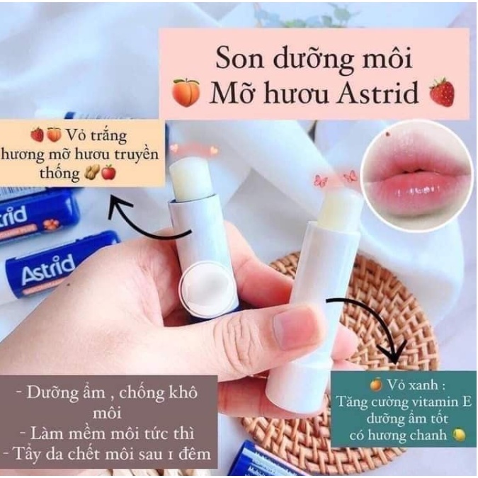Son dưỡng môi mỡ hươu Astrid Séc tẩy da chết, bản mới hoa cúc cấp ẩm mềm môi - Gemizy Shop
