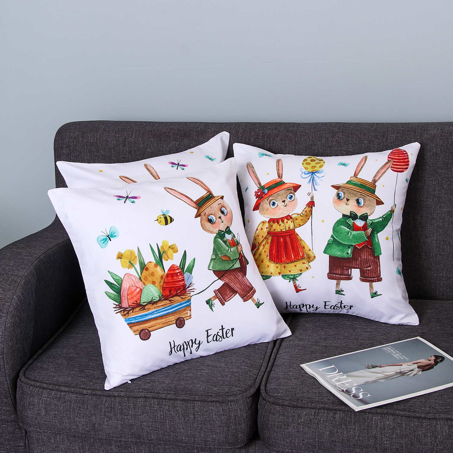 Set 4 Áo Gối 18x18 Inch Họa Tiết Dễ Thương Cho Trang Trí