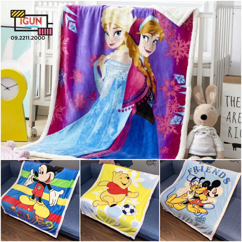 CHĂN CỪU CHO BÉ khổ 1mx1m5 Hoạt Hình 3D dễ thương