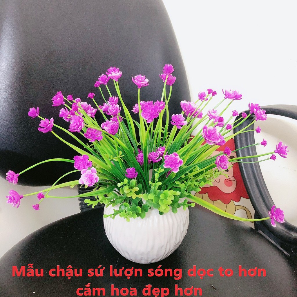 Chậu hoa giả, bình hoa cắm sẵn để bàn, kệ tủ trang trí nhà cửa HN-10