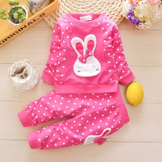 Bộ thu đông cho bé gái 8-18kg THỎ CHẤM BI đáng yêu, siêu đẹp