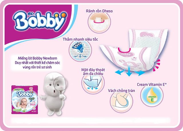 (Tặng 6 miếng) Miếng lót sơ sinh Bobby Newborn1 64 miếng