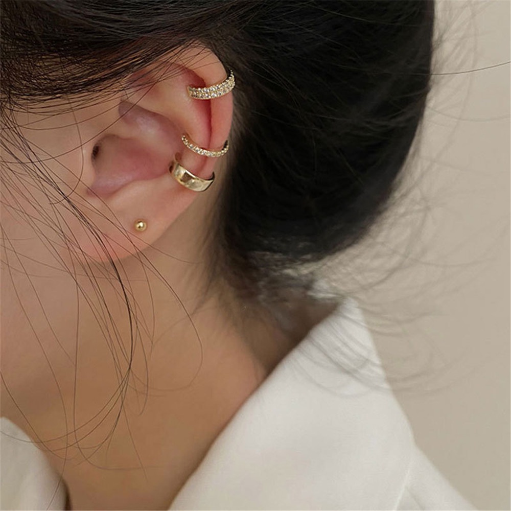Set 3 khuyên vành tai không xỏ lỗ phong cách cổ điển thời trang cho nữ