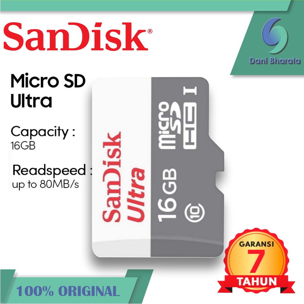 Thẻ Nhớ Sandisk Ultra Micro Sdhc Uhs-i 16gb Class 10 Up Đến 80mbps