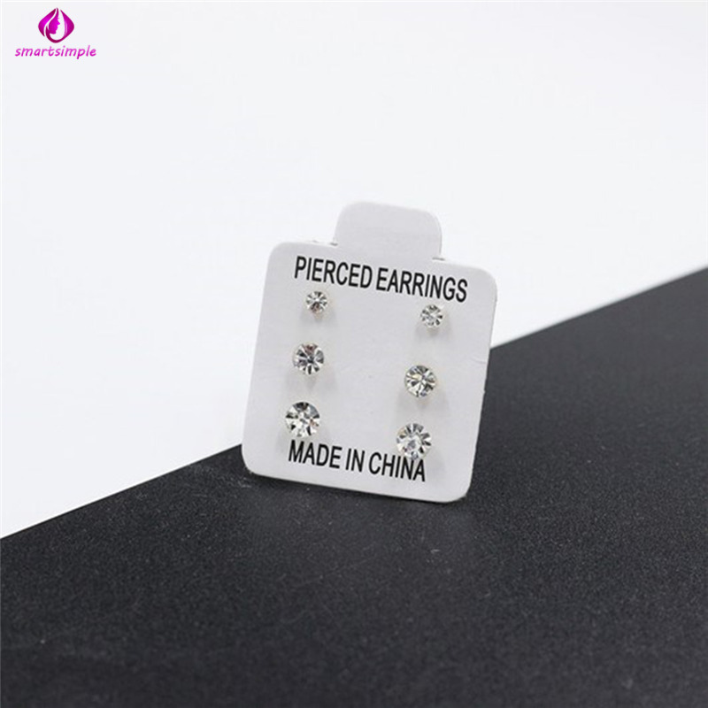 Set 3 Đôi Khuyên Tai Xỏ Đính Đá Xinh Xắn Cho Phụ Nữ