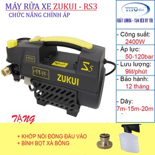 Máy rửa xe ZUKUI S5  – 2400W có chức năng chỉnh áp – Tặng kèm bình xà bông