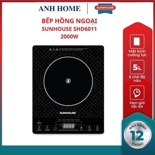 ( HCM - SHIP 2H ) Bếp hồng ngoại đơn SUNHOUSE SHD6011 mặt bếp bằng kính chịu được nhiệt độ lên đến 600 độ C