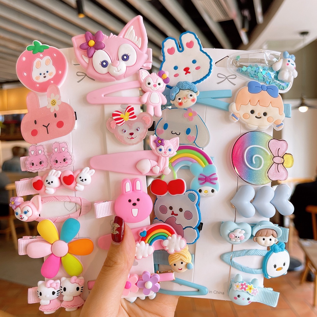 Set 14 Kẹp Tóc Cho Bé Gái Phong Cách Hàn Quốc Xinh Xắn Dễ Thương