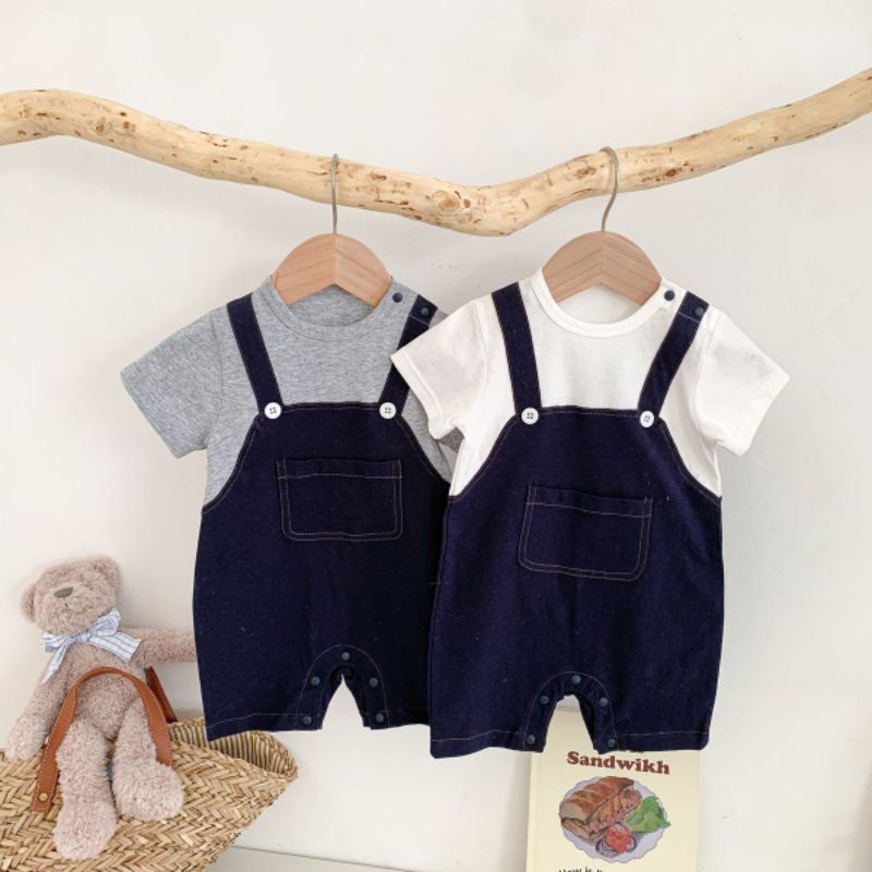 Bộ body yếm Mialy kids cho bé trai bé gái  Áo liền quần giả jean dễ thương cho trẻ sơ sinh