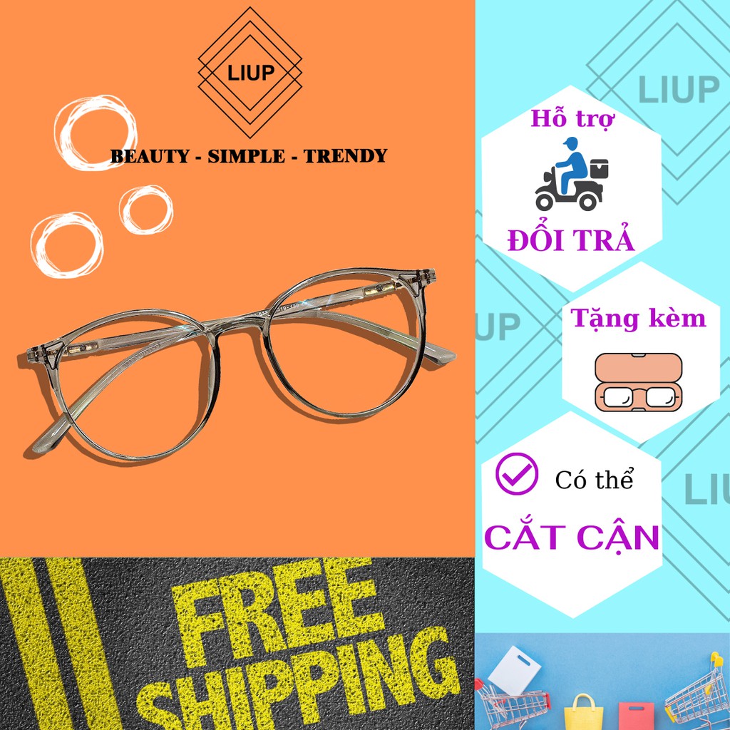 Gọng kính cận mắt tròn nam nữ nhựa dẻo nhiều màu Liup Eyewear, form dễ đeo, mã 513 có thể thay mắt cận loạn