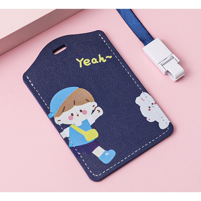 Dây Đeo Thẻ Học Sinh/ Sinh Viên In Hình Dễ Thương - Da PU Cao Cấp
