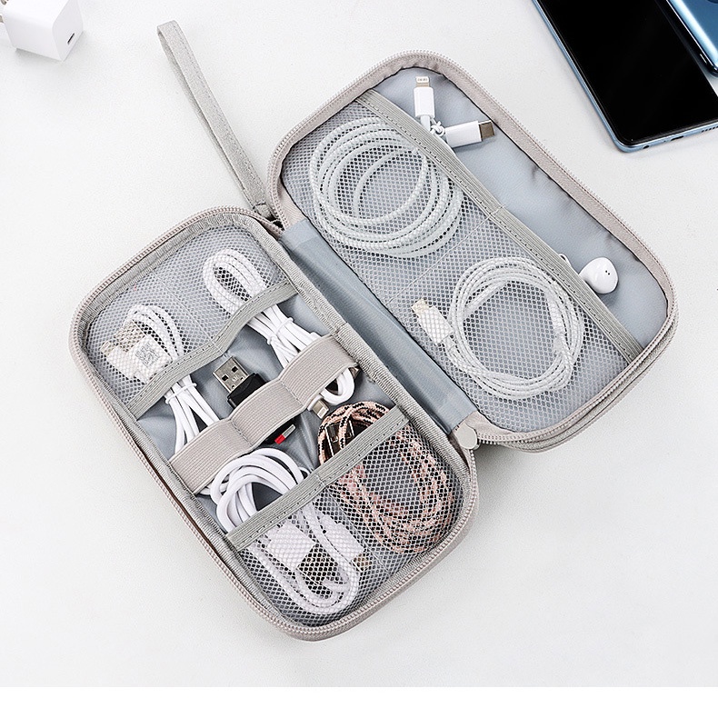 Túi đựng điện thoại 2 ngăn MILASO đựng phụ kiện công nghệ, tai nghe, cáp sạc, pin dự phòng đa năng TA-001198