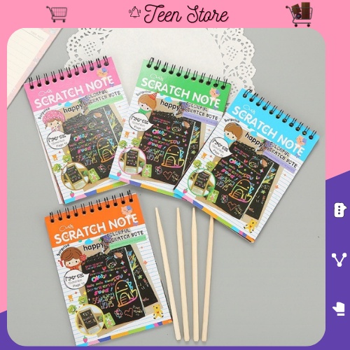 Sổ Vẽ Cầu Vồng Ma Thuật Khổ A6 (10*14cm) - Scratch Note - Sổ Cào Kích Thích Sáng Tạo Teen Store TS624