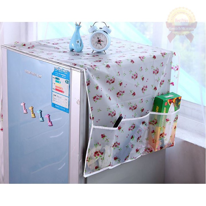 Phủ tủ lạnh nhiều ngăn nhìn xuyên PVC hoa văn trang trí tủ lạnh