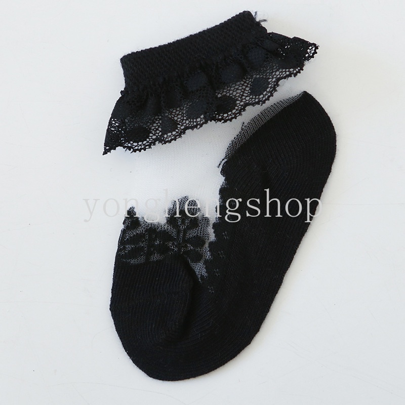 Vớ Cotton Phối Ren Hoa Mỏng Thoáng Khí Kiểu Công Chúa Dễ Thương Cho Bé Gái