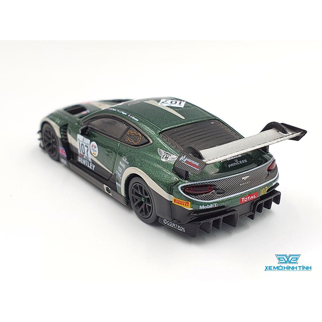 Xe Mô Hình Bentley Continental GT3 #107 M-Sport Team Bentley 2019 Total 24 Hours of Spa RHD 1:64 Mini GT (Xanh Rêu)