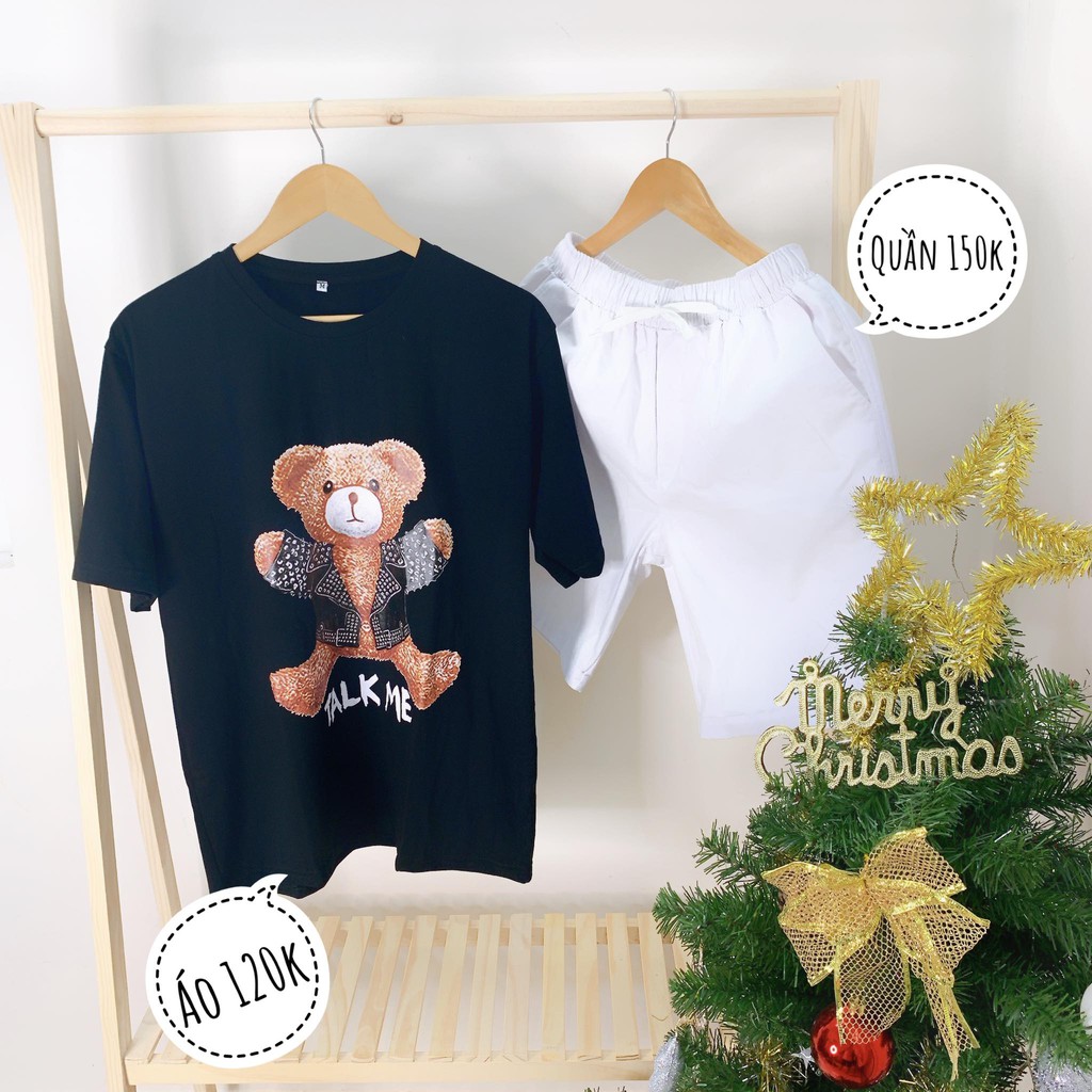 [Hình Thật] Áo thun tay lỡ unisex form rộng gấu béo Mr Smile 99 Shop