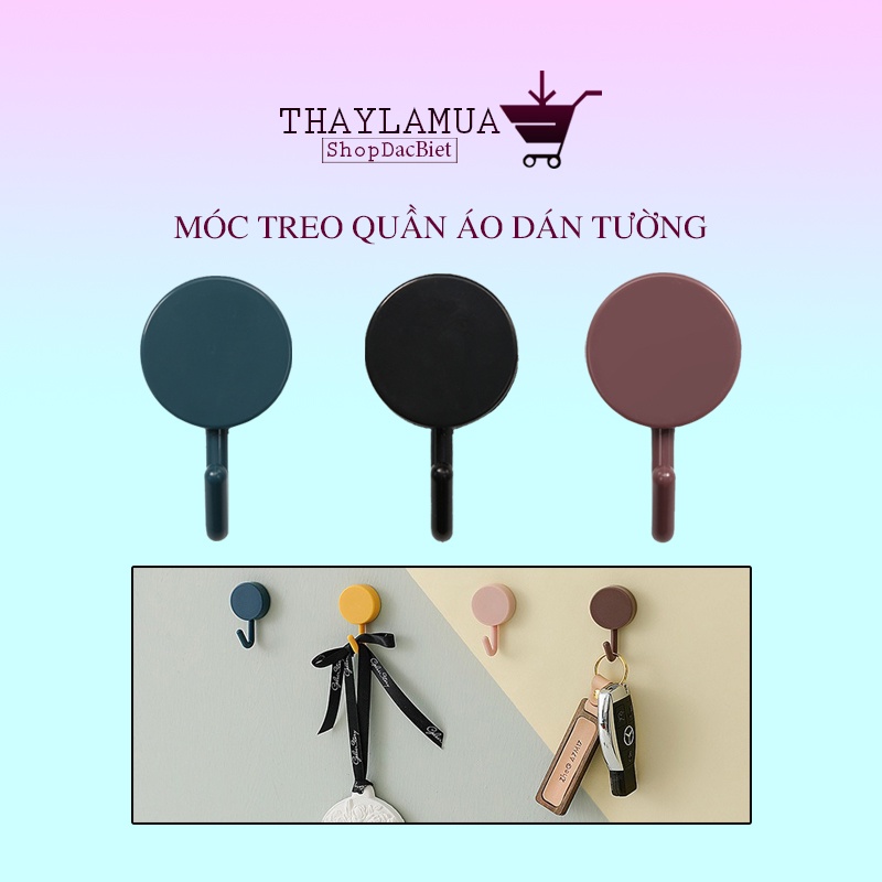 Móc dán tường treo quần áo - Móc nhựa ABS tròn nhiều màu sắc