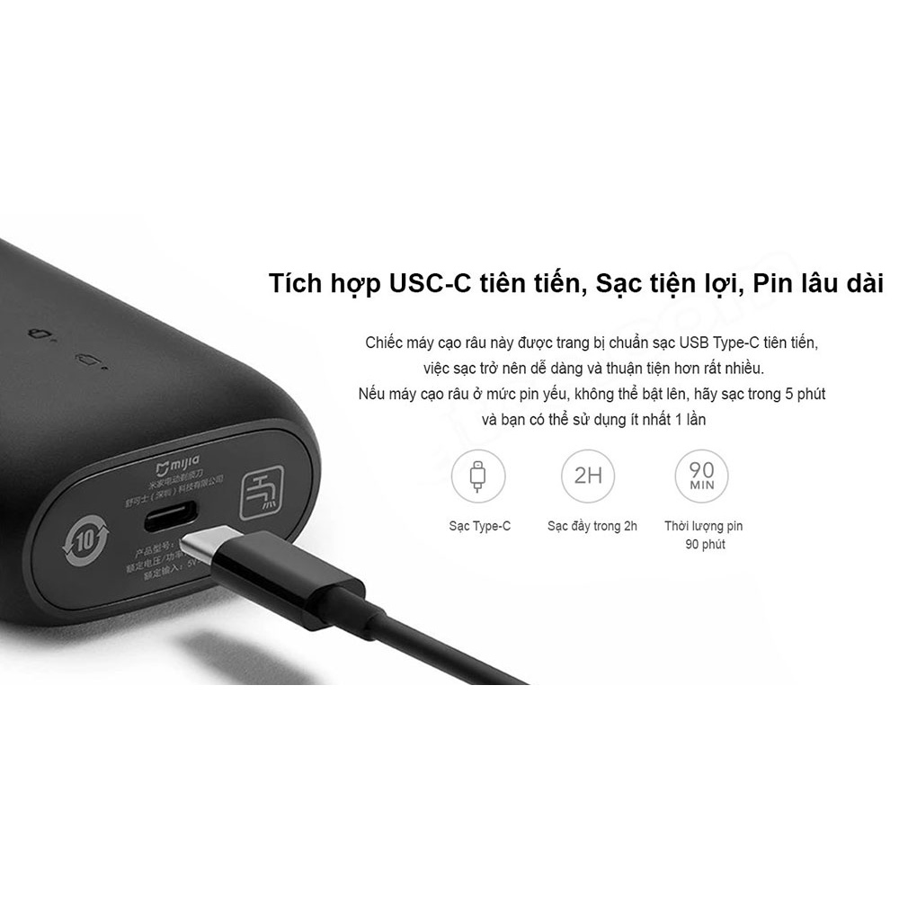 Máy Cạo Râu Mini Xiaomi Mijia S100 MSX201, 2 lưỡi, chống nước IPX7 - Bảo hành 3 tháng