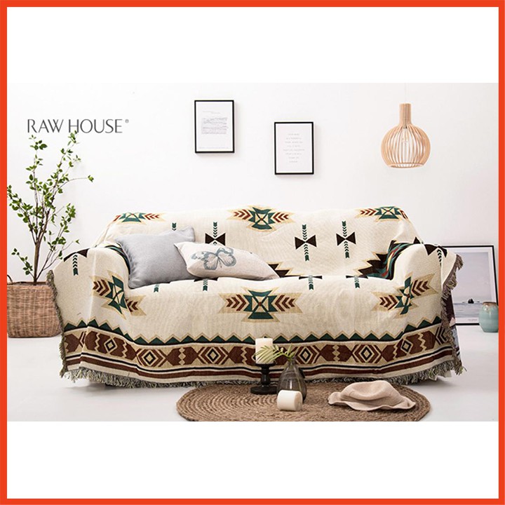 Chăn phủ ghế sofa,thảm vintage trải giường ngủ nhà khách 130x180cm