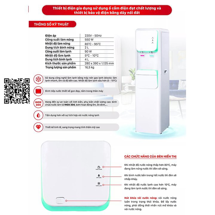 Cây nước nóng lạnh chính hãng Daikiosan hút bình DKD-000001 mới