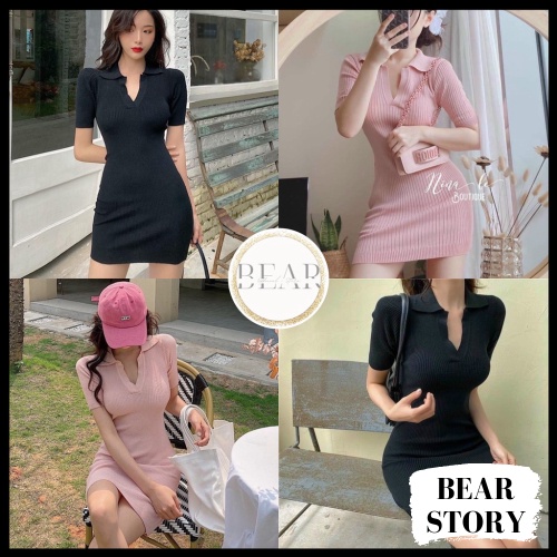 Đầm Body Thun Gân Có Cổ | Váy body - Đầm nữ sexy - D0052 | bear.story