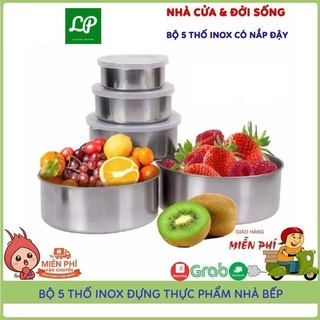 🌸Bán Giá Sỉ🌸 Bộ 5 Bát Inox Cao Cấp Nhiều Kích Thước Có Lắp Đậy Thức Ăn Siêu Tiện Dụng - Bán Giá Tận Xưởng LPShop