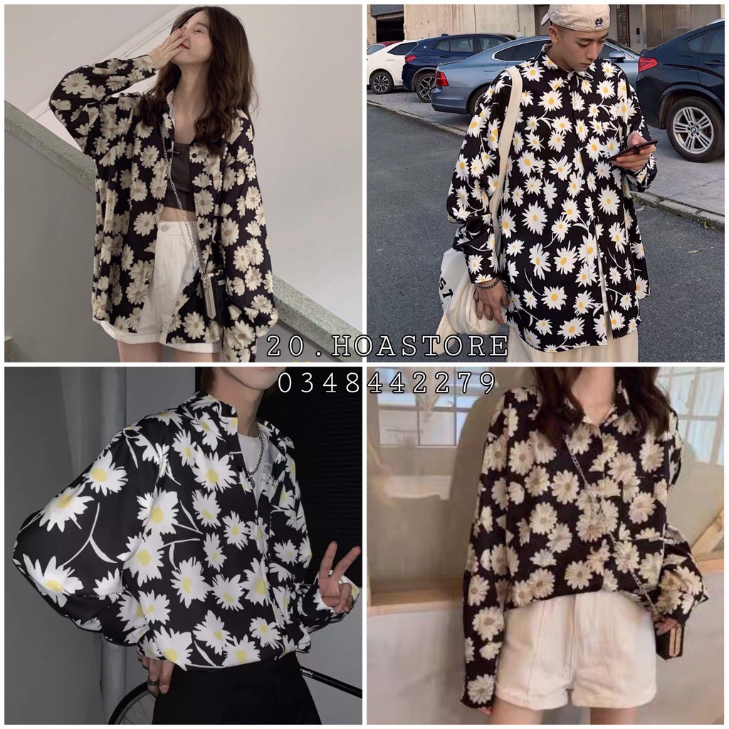ÁO SƠ MI LOANG TAY DÀI HOA CÚC PHONG CÁCH RETRO - ÁO SƠ MI CHỐNG NẮNG NAM NỮ UNISEX