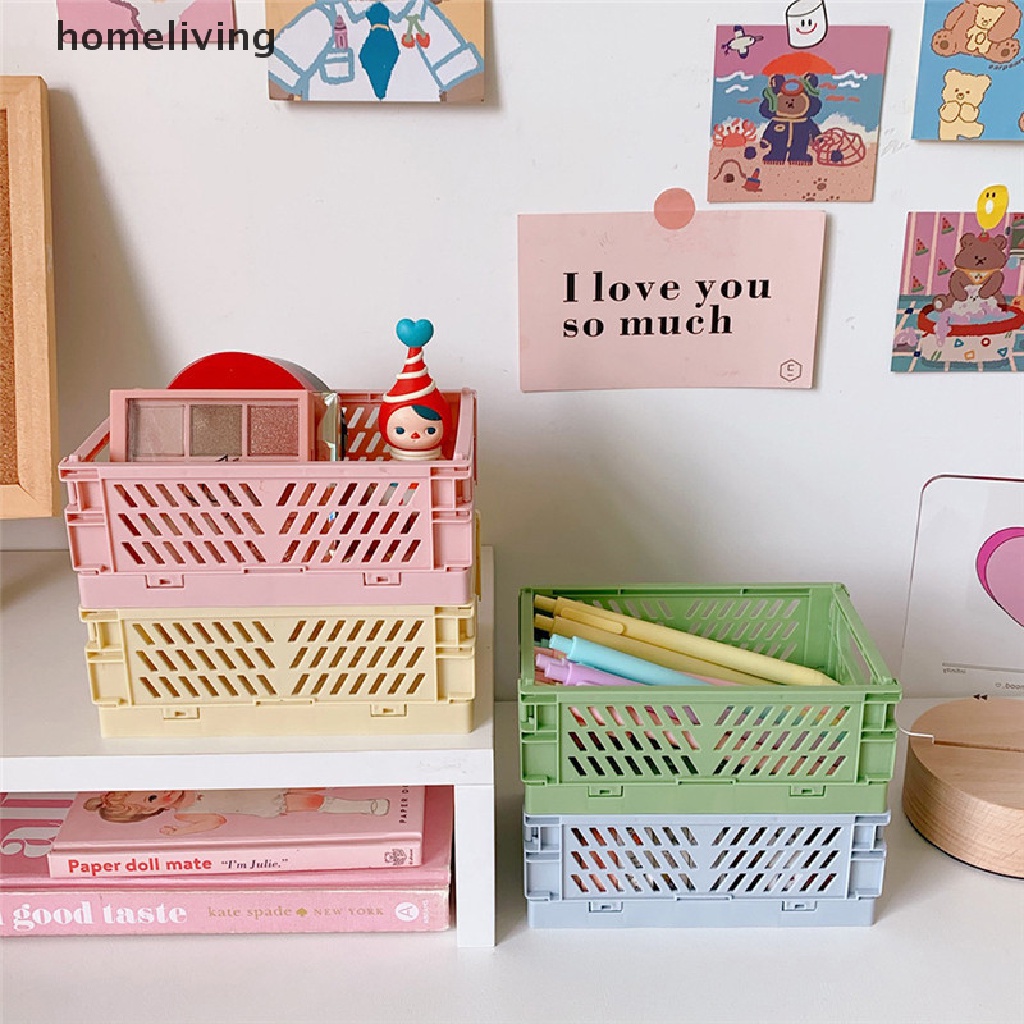 Giỏ Nhựa Mini Đựng Mỹ Phẩm Để Bàn Có Thể Gấp Gọn Tiện Dụng