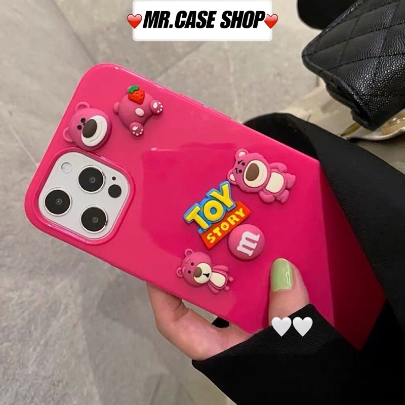 [ Chuẩn hình ] Ốp lưng ip chất bóng hồng neon hoạ tiết 6 gấu dâu lotso dành cho ip - Mr.Cáe