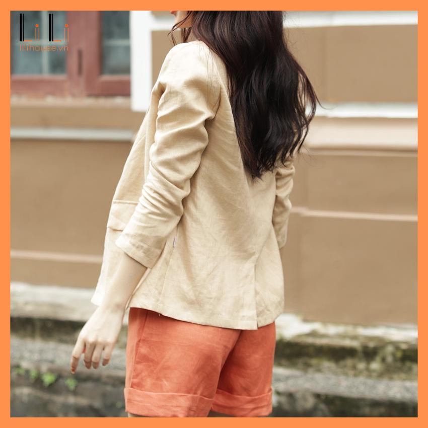 Áo blazer nữ công sở đẹp chất vải linen co giãn thâm hút mồ hôimàu trắng có size từ 45 - 70kg | BigBuy360 - bigbuy360.vn