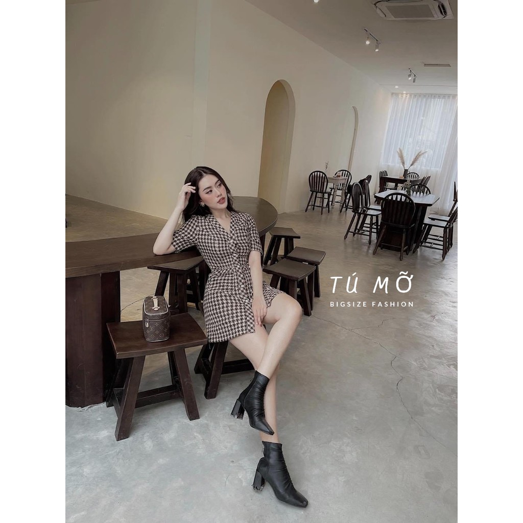 Đầm bigsize caro Uri DA0034  Tú Mỡ - đầm cho người béo mập 50-95KG - Mặc đi tiệc, đi chơi hoặc dạo phố | BigBuy360 - bigbuy360.vn