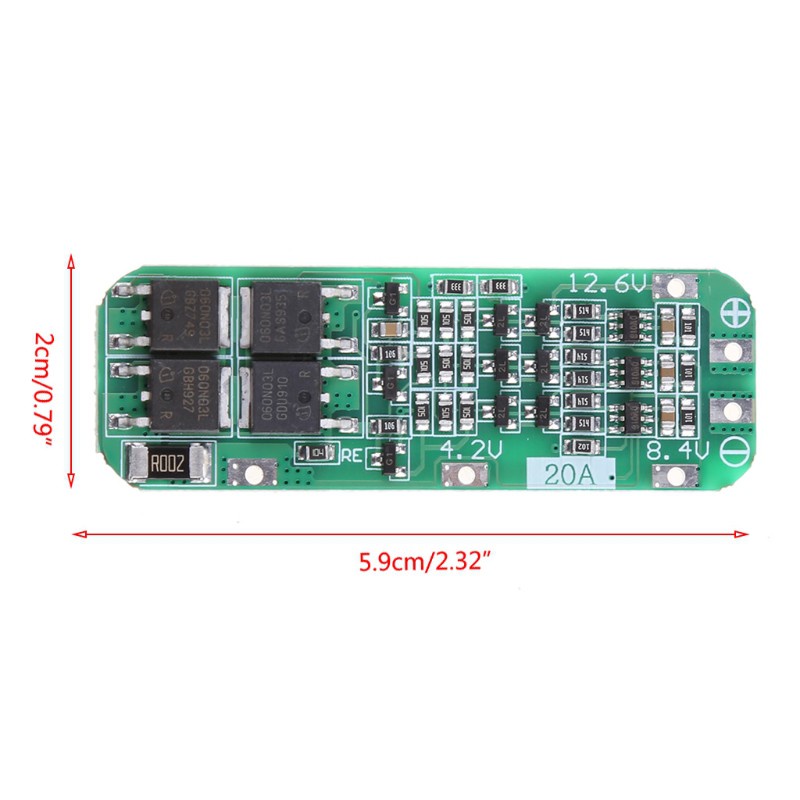 Bảng Mạch Mô Đun Bảo Vệ Pin Li-Ion 3s 20a 18650 Pcb Bms 12.6v