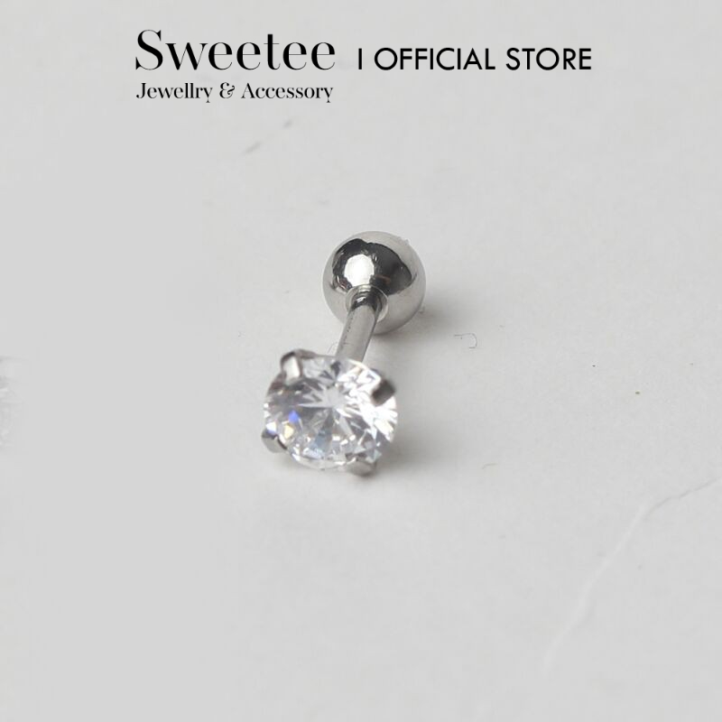 Khuyên Tai Sweetee Diamond Earring, Bông Tai Đính đá Lấp Lánh Chốt Bi Vặn - giá 1 chiếc