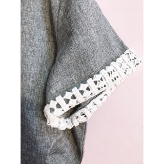 Đầm linen tay ren dây rút eo