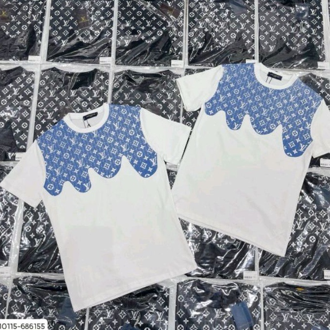 Áo Thun LV Họa Tiết Chữ Nhỏ ❤ Áo Phông Cộc Tay Cotton Dày Dặn Nam Nữ NVA15