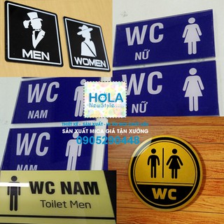 Bảng WC nhà vệ sinh mica, WC nam. nữ nhiều màu sắc