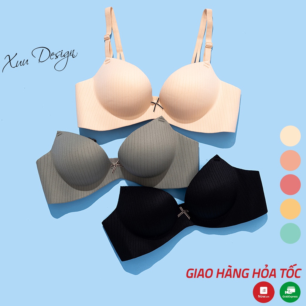 Áo ngực nữ đệm dày XUU, thiết kế phối nơ không gọng thoáng khí AV15