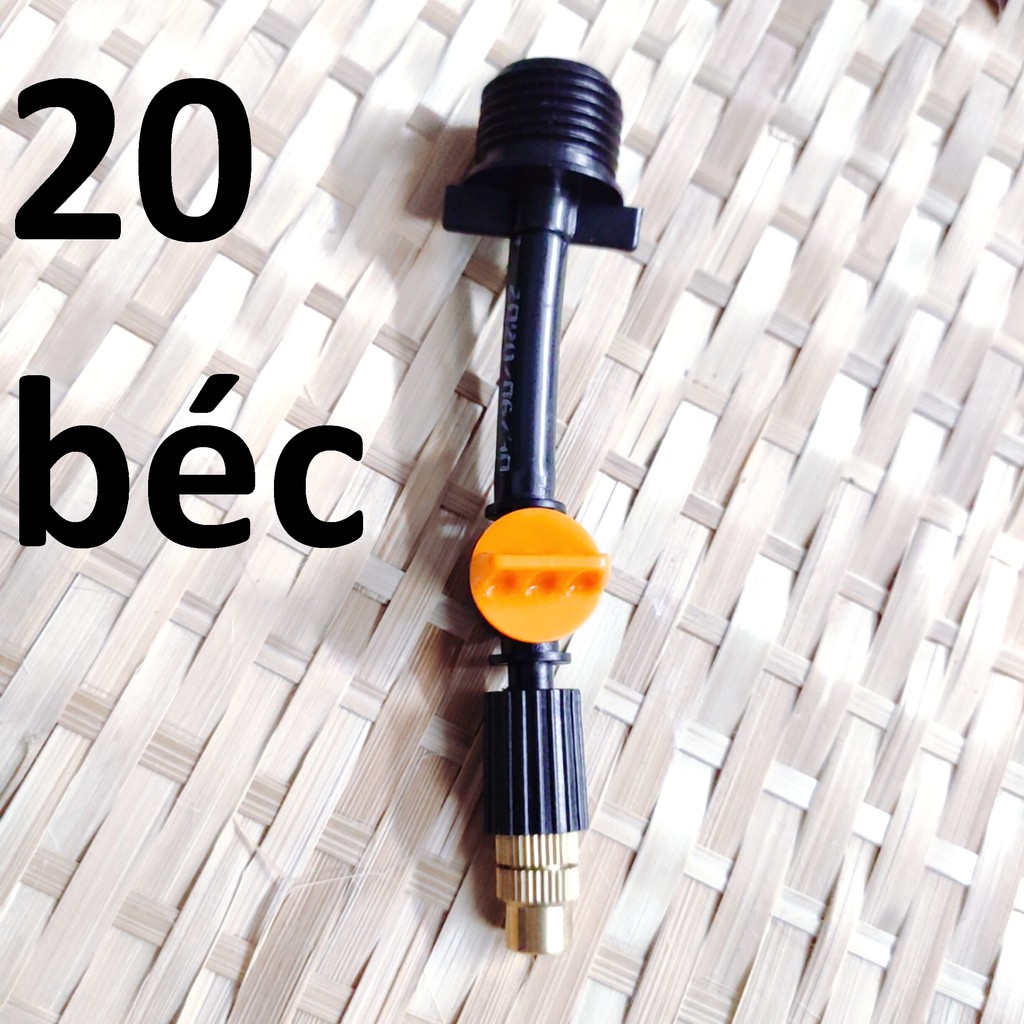 20 Béc tưới cây, phun sương 1 tia đồng, có van khóa đầu béc, kết nối ren 21mm