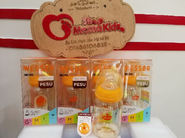 Bình Sữa Wesser Nano PESU Cổ Hẹp 60ml/140ml/240ml - Hàn Quốc