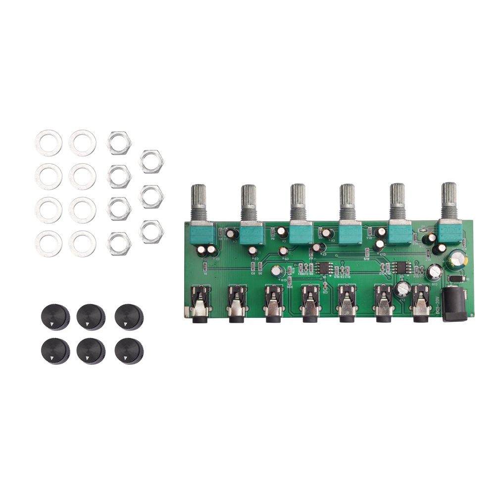 Bảng mạch trộn âm thanh Pcbfun DC5-20V 6 kênh 1 đầu ra + nắp núm vặn tiện dụng