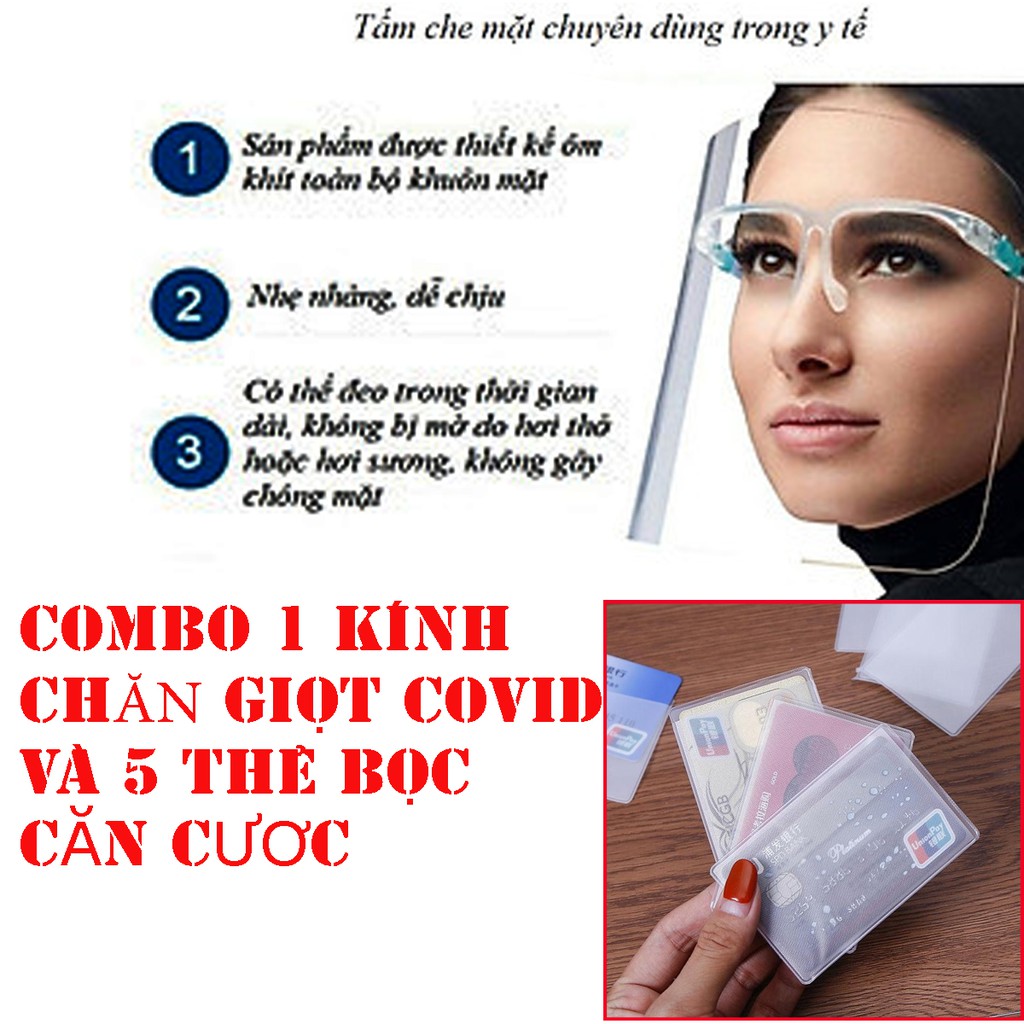 Combo kính chắn kèm  5 thẻ bọc căn cước, ATM, ngăn độc thời trang auto xinh