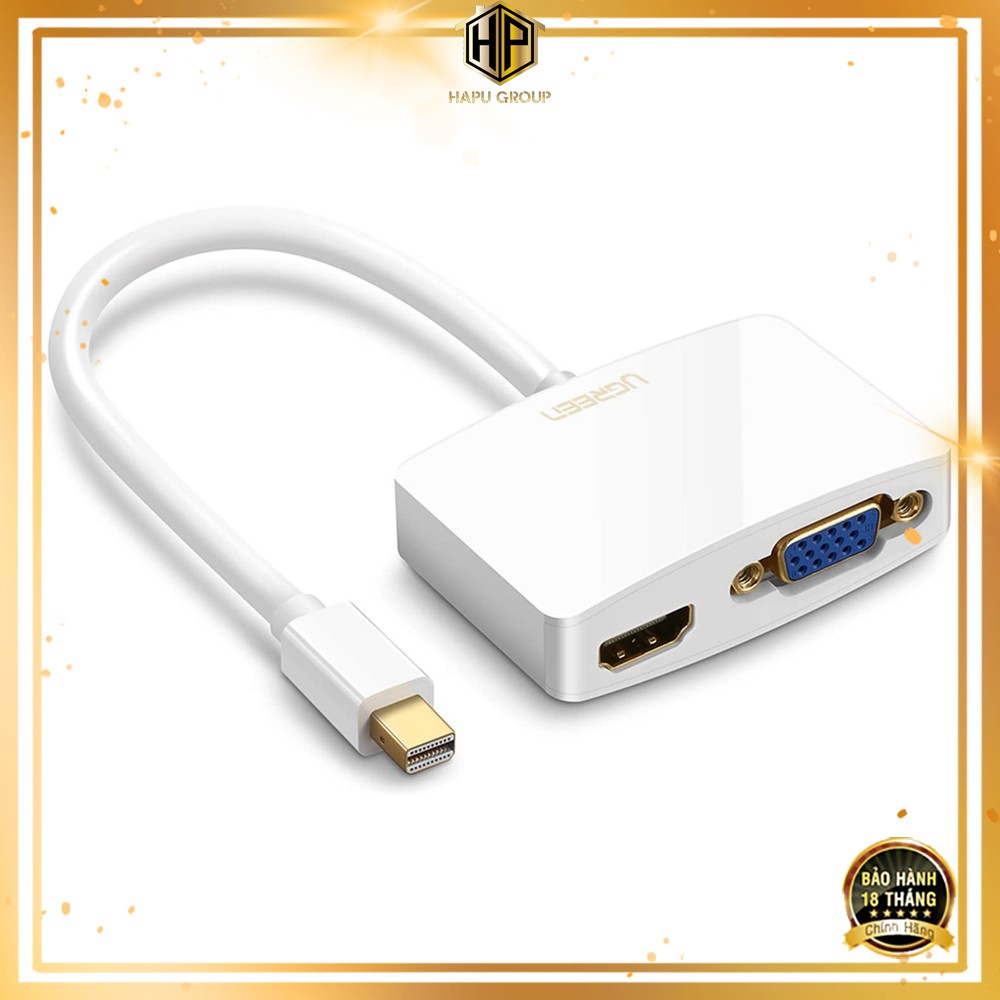Cáp chuyển Mini Displayport sang HDMI và VGA Ugreen 10427 dài 15cm cao cấp - Hapugroup