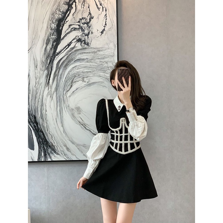 Đầm Chữ a Giả Hai Lớp Phong Cách Pháp Cổ Điển Sang Trọng Dành Cho Nữ