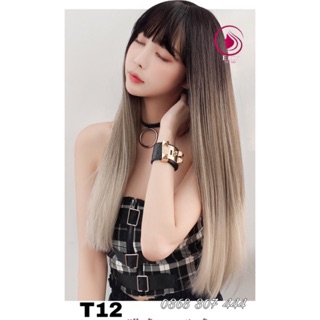 Tóc Giả Cả Đầu Nữ Nhuộm Nâu Rêu Cực Tây