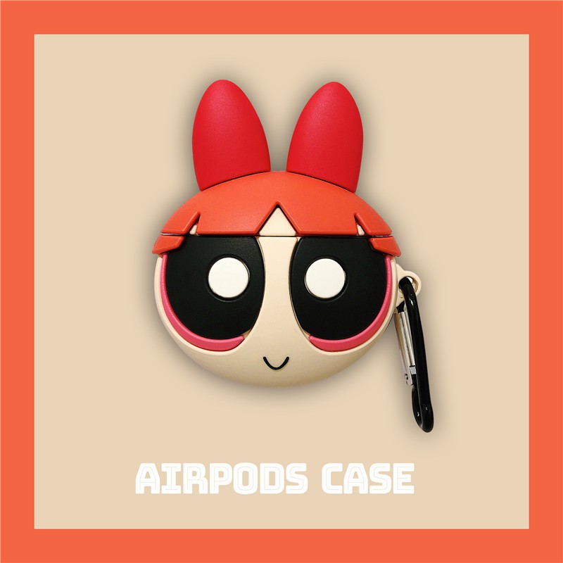 Vỏ bảo vệ hộp sạc tai nghe Airpods 1/2 không dây hình Powerpuff Girls dễ thương bằng silicon mềm