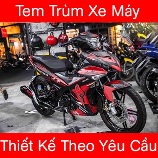 Tem trùm exciter 150 Đen Đỏ Kẻ Nhám