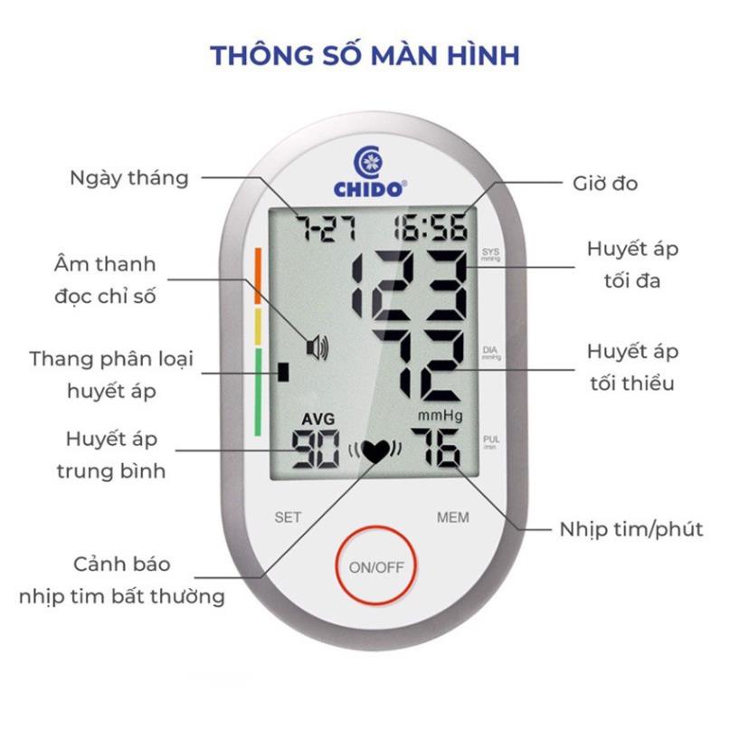 Máy huyết áp, Máy đo huyết áp cảm ứng CHIDO  Đo Nhịp Tim Tiêu Chuẩn Đo WHO- BẢO HÀNH 24 THÁNG lỗi đổi mới 15 ngày.