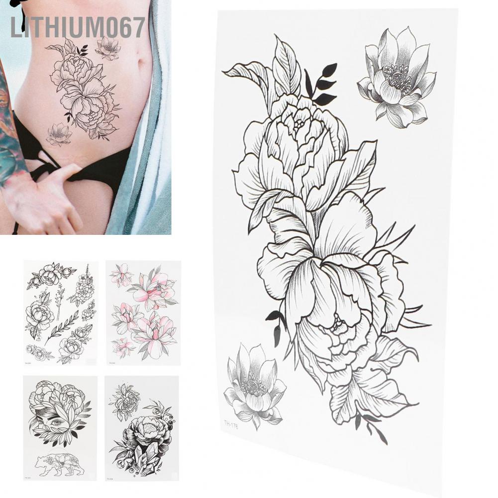 Lithium067 Temporary Tattoos Women Waterproof Flower Long Lasting Body Fake Tattoo Stickers